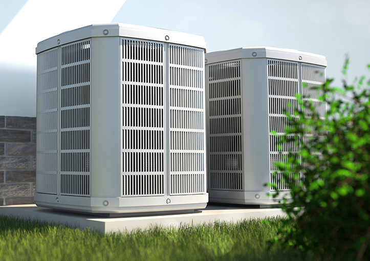 Outdoor HVAC units on grass